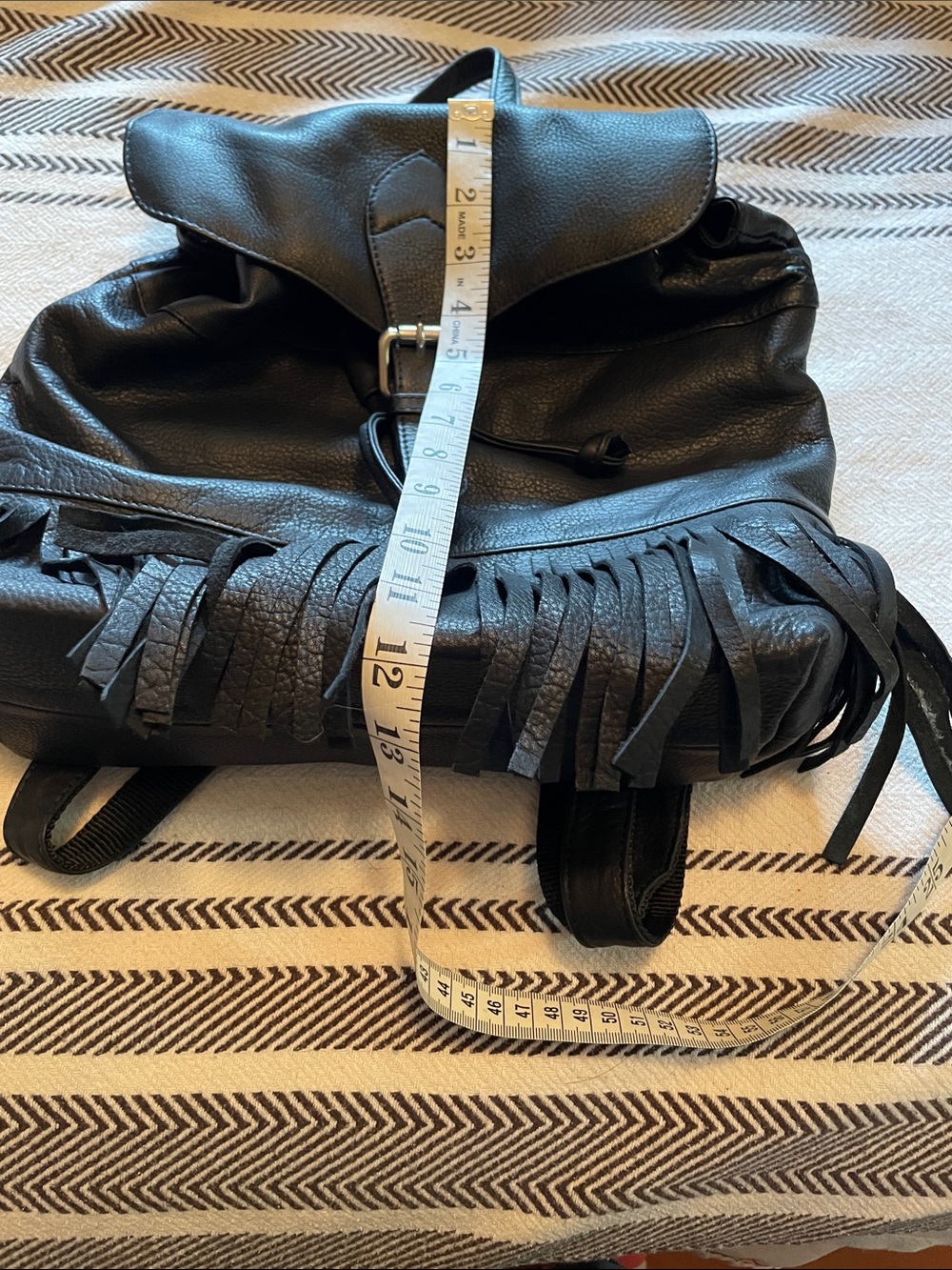 Black Fringe Leather Backpack - Women Bags - Picture 7 of 7